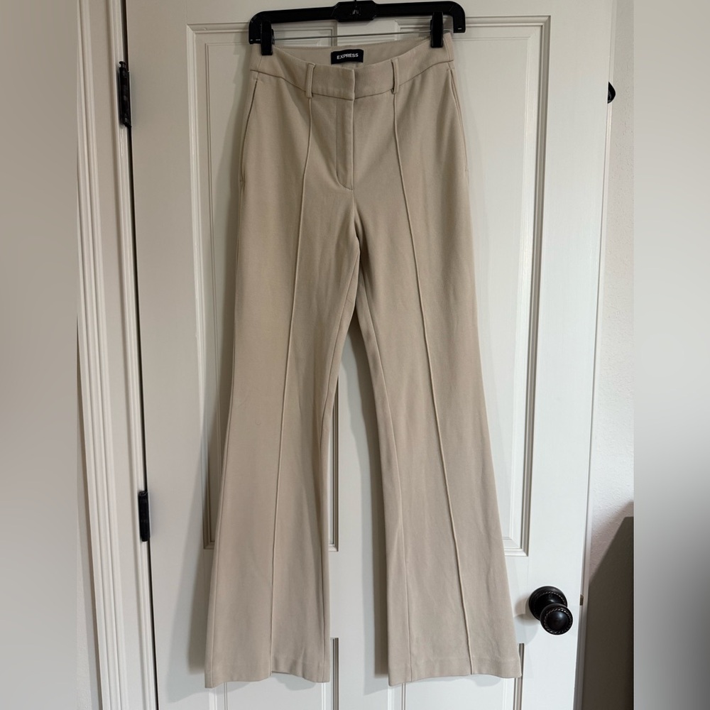 Express beige flare pants high rise
